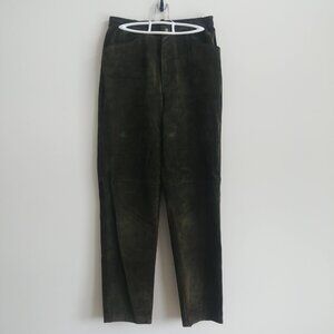 4/$20 Vintage Zebra suede leather 10 fits like 6 real leather dark olive green…